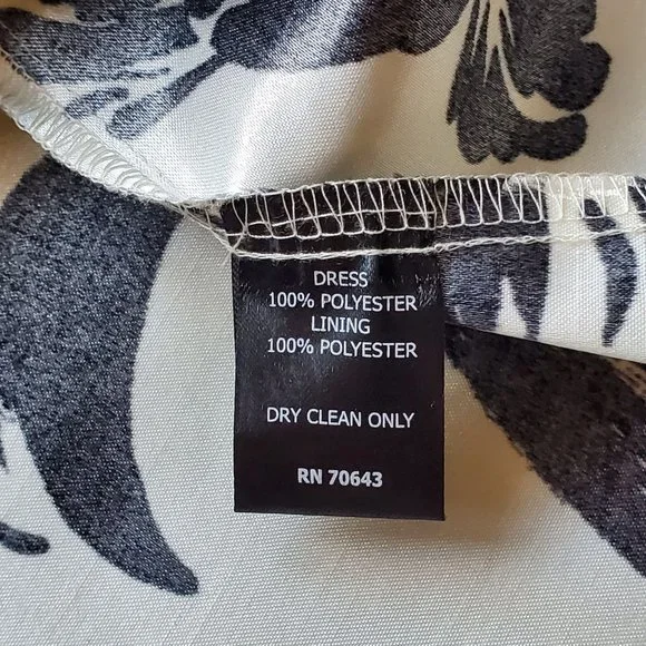 Jessica Howard Dress Sleeveless Fit & Flare Eggshell White Black Floral Sz 16 - Picture 8 of 8